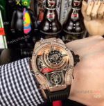 Swiss Quality Hublot Tourbillon Skeleton MP-09 Bi-Axis Watch Rose Gold Diamonds